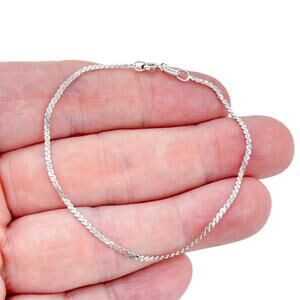 Vintage Italian Sterling Silver 925 Serpentine Link Chain Bracelet 7"